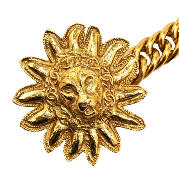 CHANEL CC Logos Leo Lion Charm Belt 30" Gold Tone Auth - Picture 3 of 5